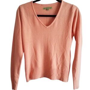 Carolyn Taylor Melon Pink V-Neck Sweater size small